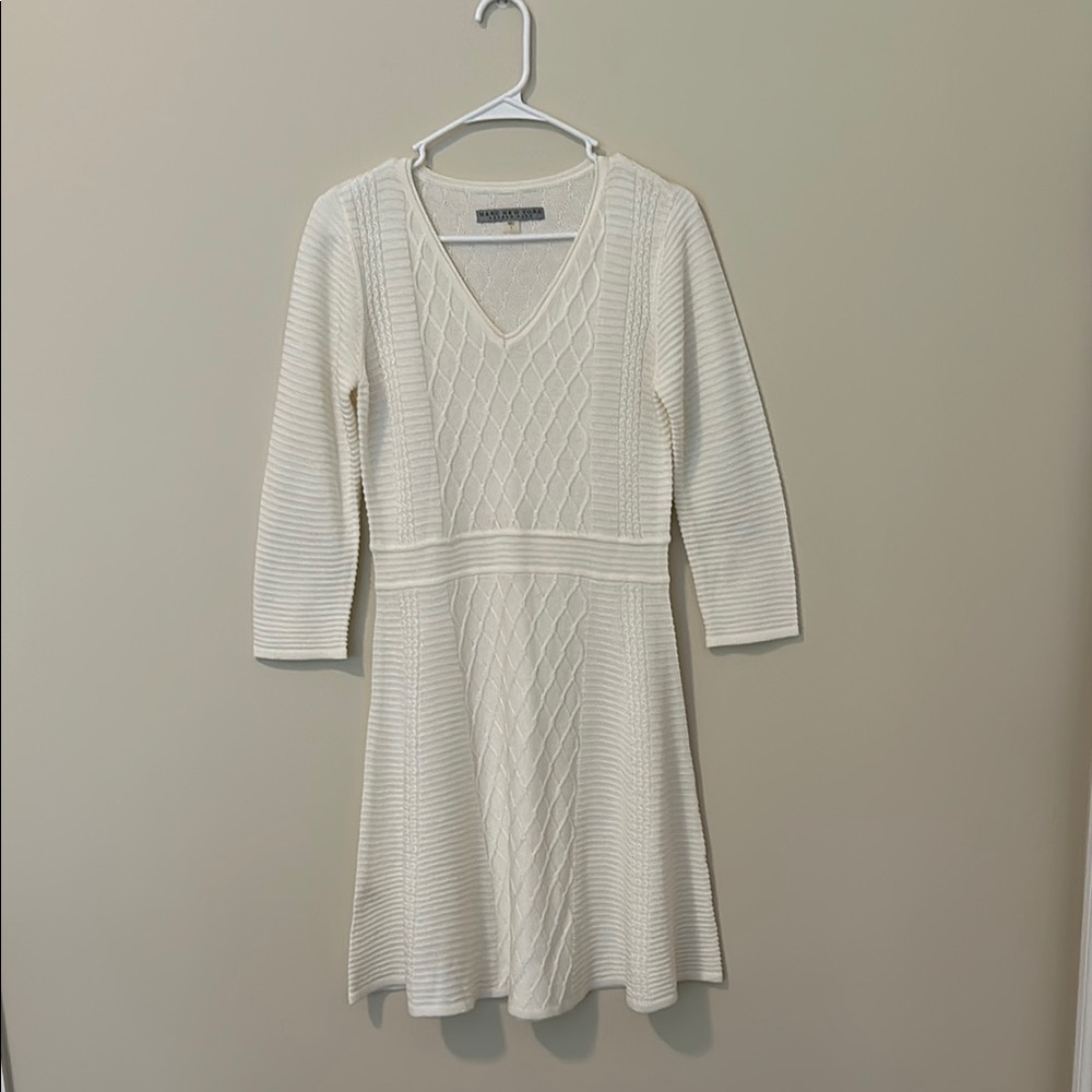 Marc New York Cream V-Neck Sweater Dress